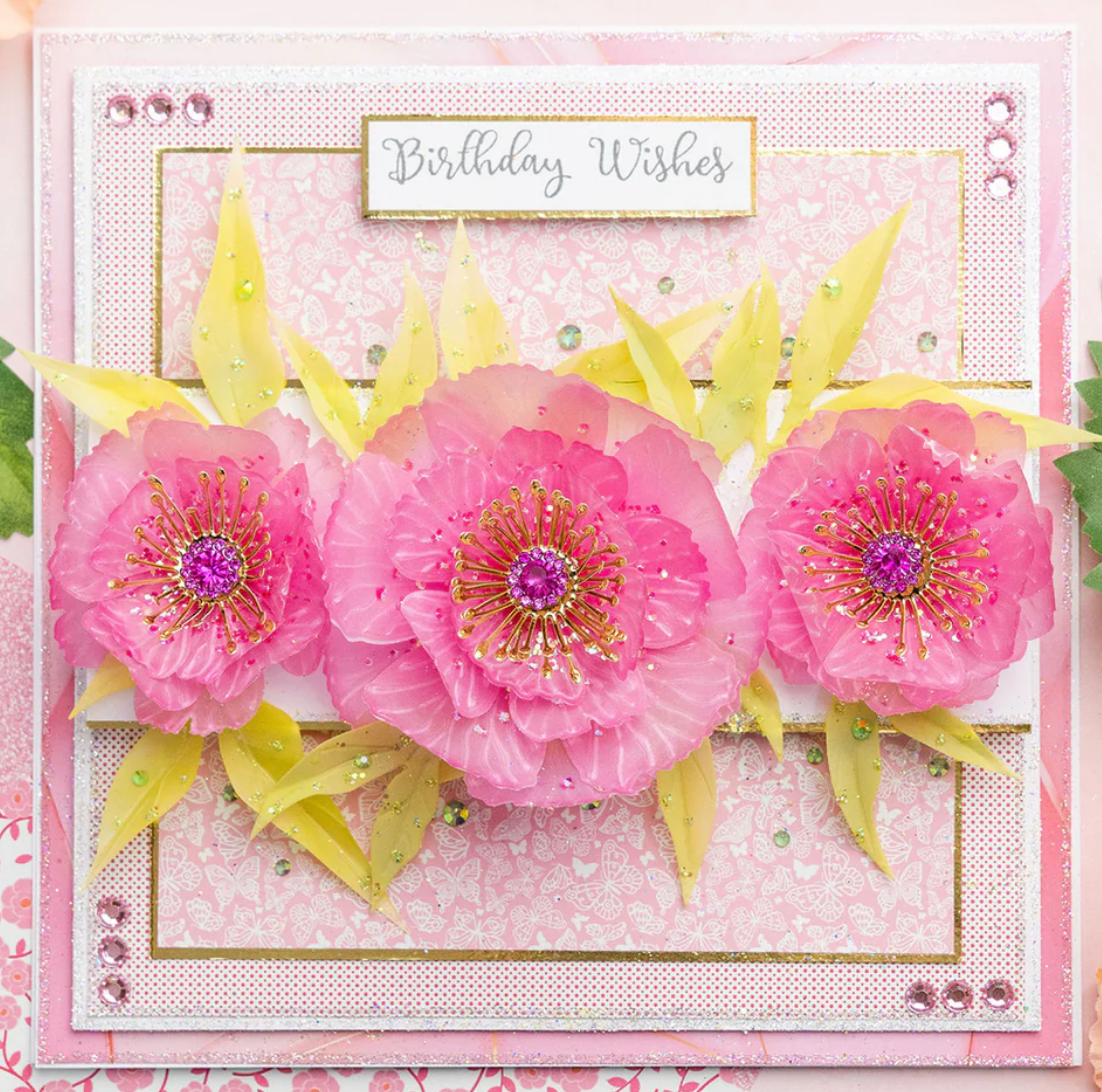Chloe's Creative - Printed Vellum - Pretty Peonies Ombre