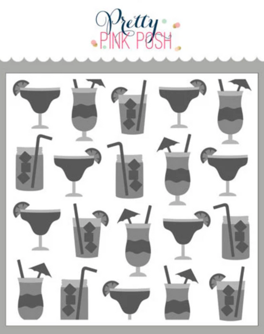 Pretty Pink Posh - Layered Summer Drinks Stencil Set