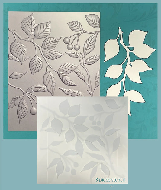 Gina K. - Serene Branches 3D Embossing Folder, Stencil & Die Bundle