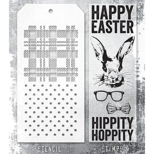 Tim Holtz - Hipster Bunny Stamp & Stencil Bundle