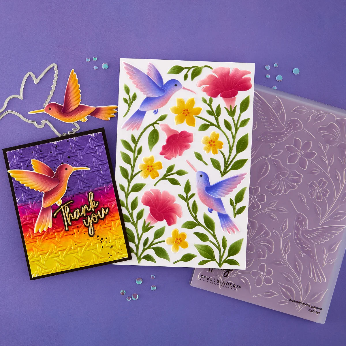 Spellbinders - Hummingbird Garden 3D Folder and Stencil Bundle by Simon Hurley