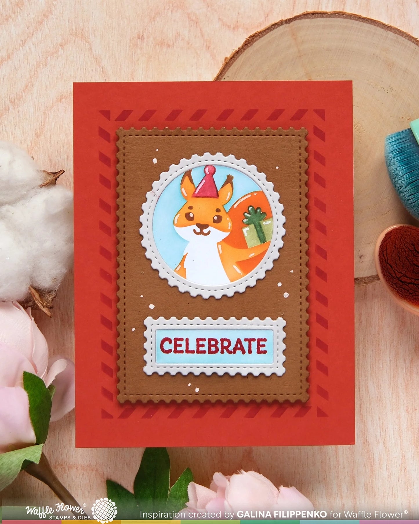 Waffle Flower - Nesting Postage Collage - Greetings Stamp Set