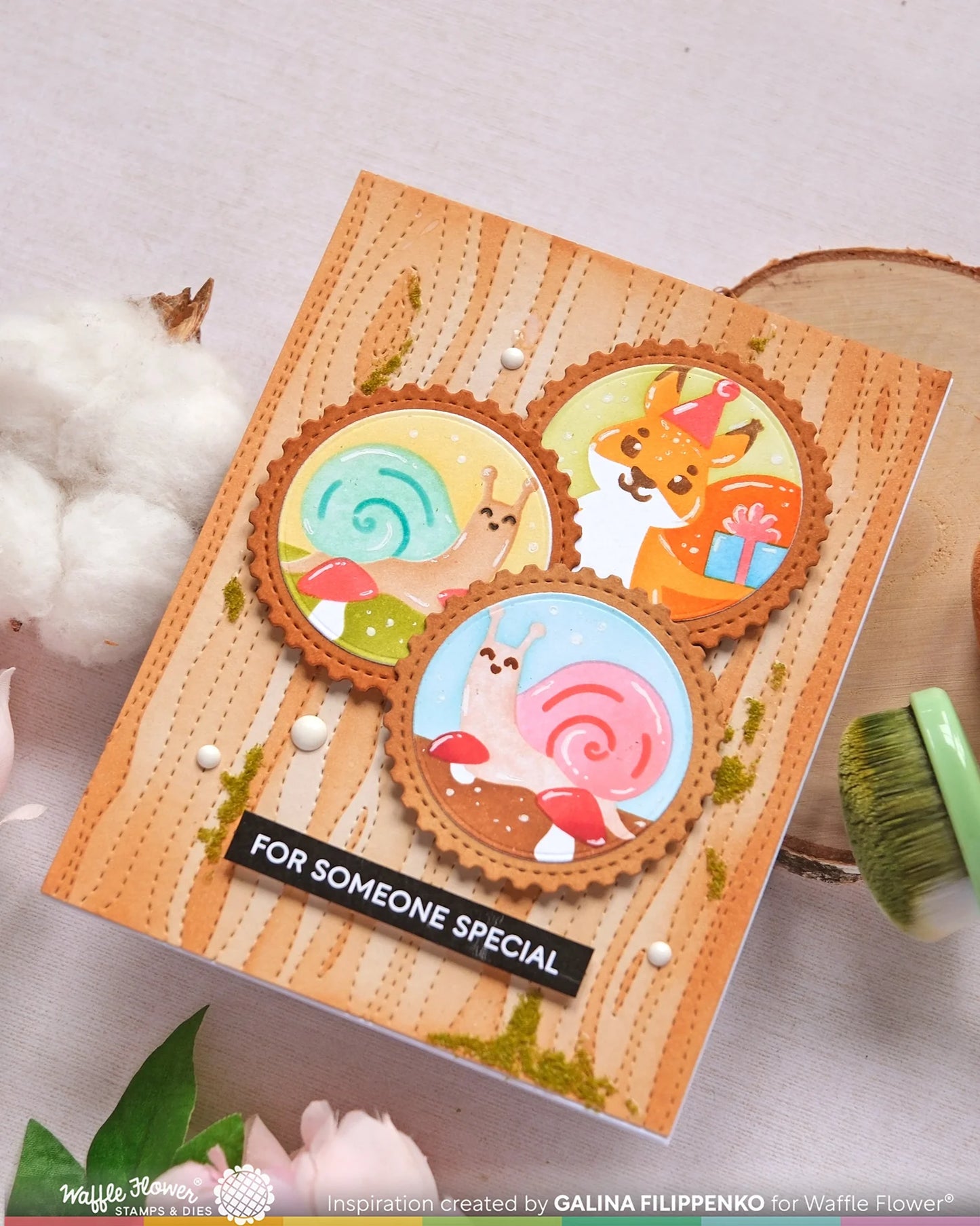 Waffle Flower - Nesting Postage Collage - Mush Love Stencil