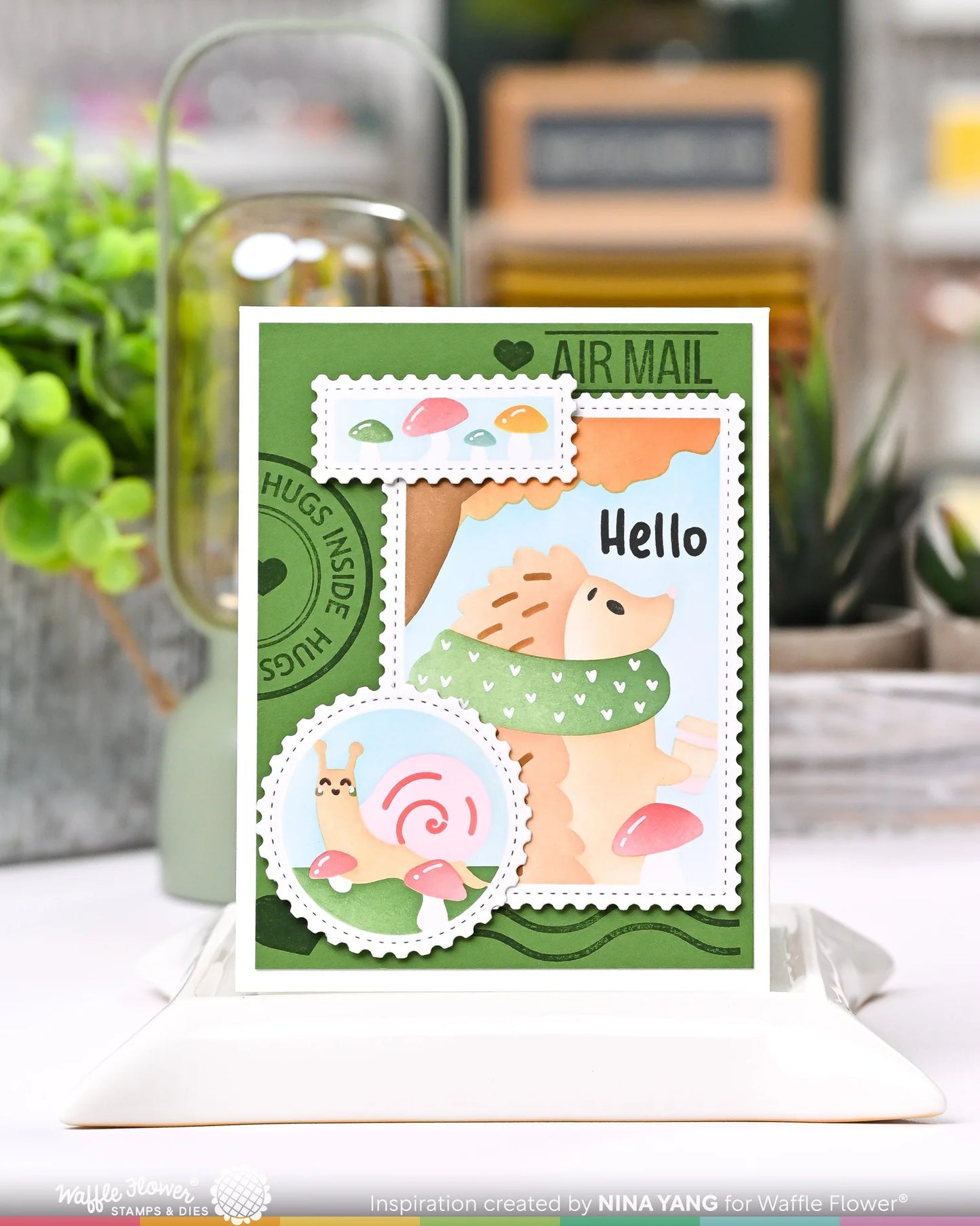 Waffle Flower - Nesting Postage Collage - Mush Love Stencil