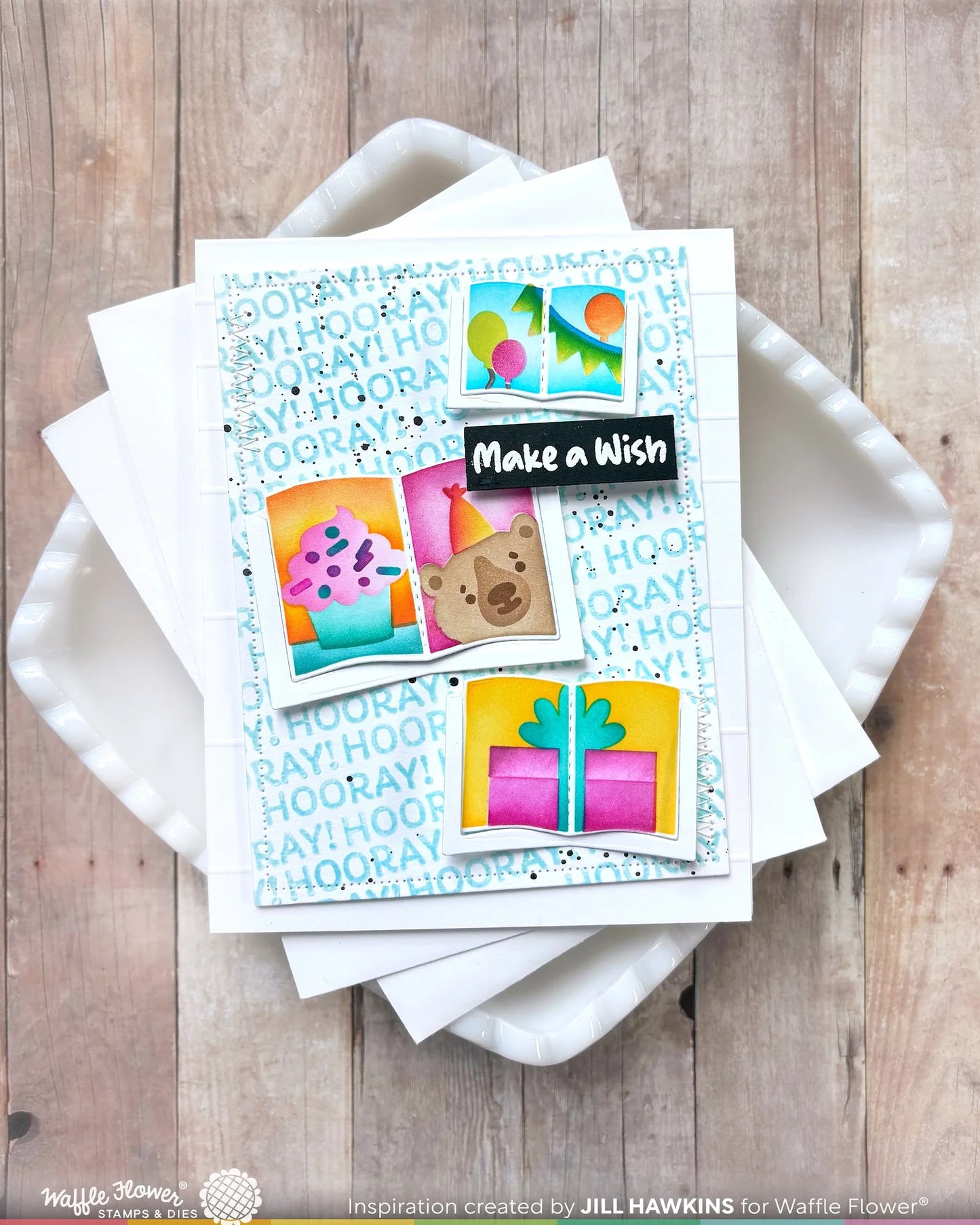 Waffle Flower - Nesting Postage Collage - Greetings Stamp Set