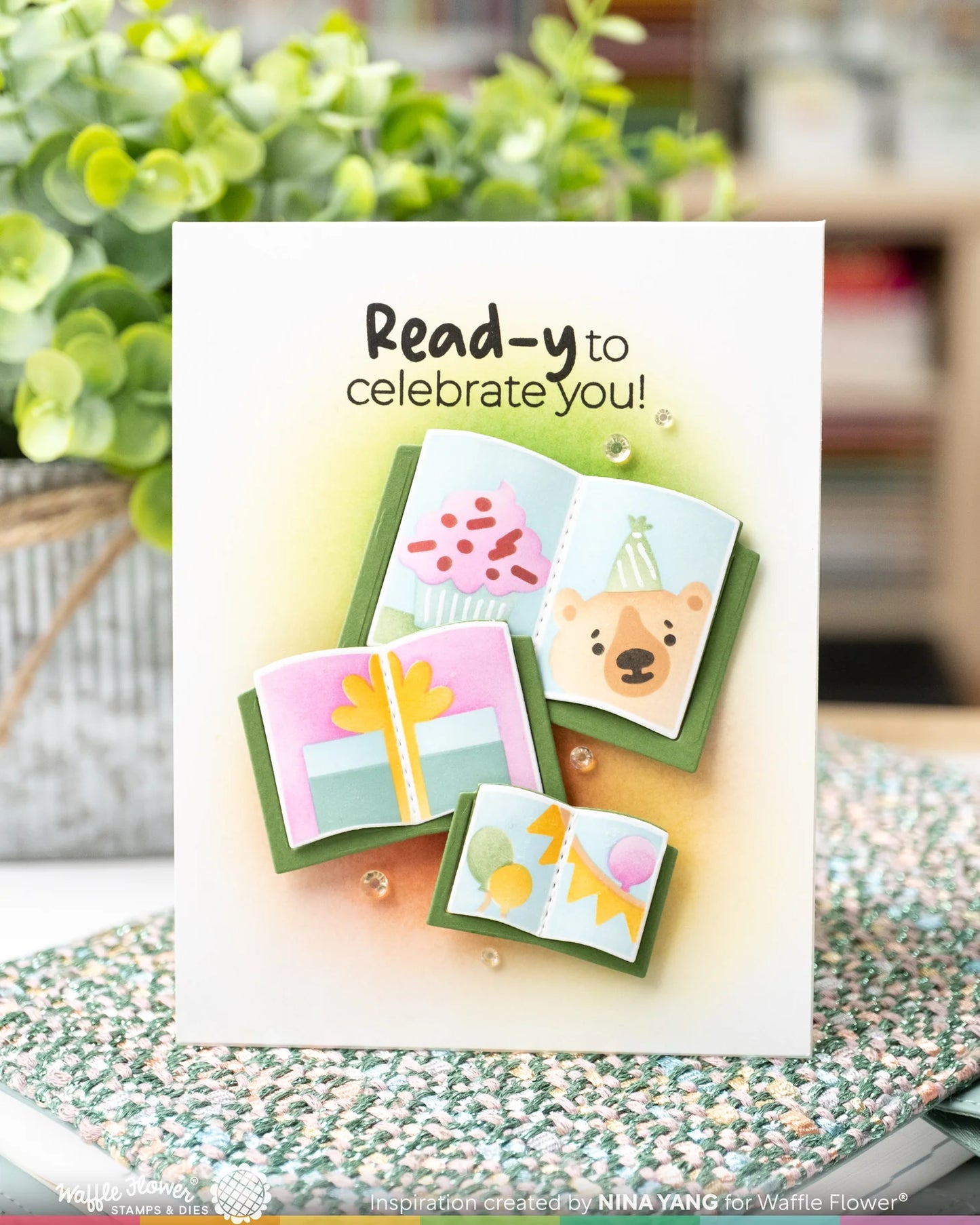 Waffle Flower - Open Book Trio - Birthday Stencil