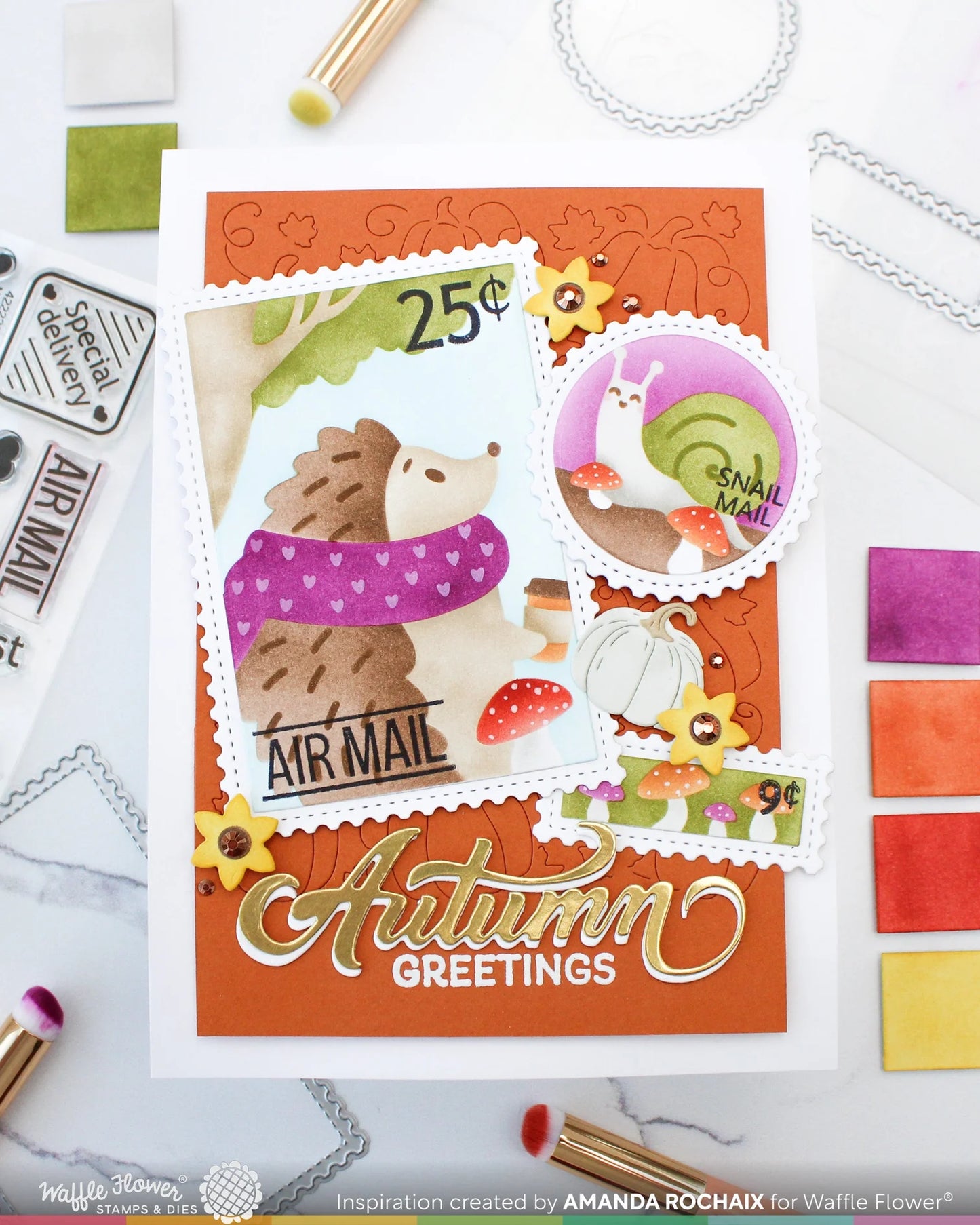 Waffle Flower - Nesting Postage Collage - Greetings Stamp Set