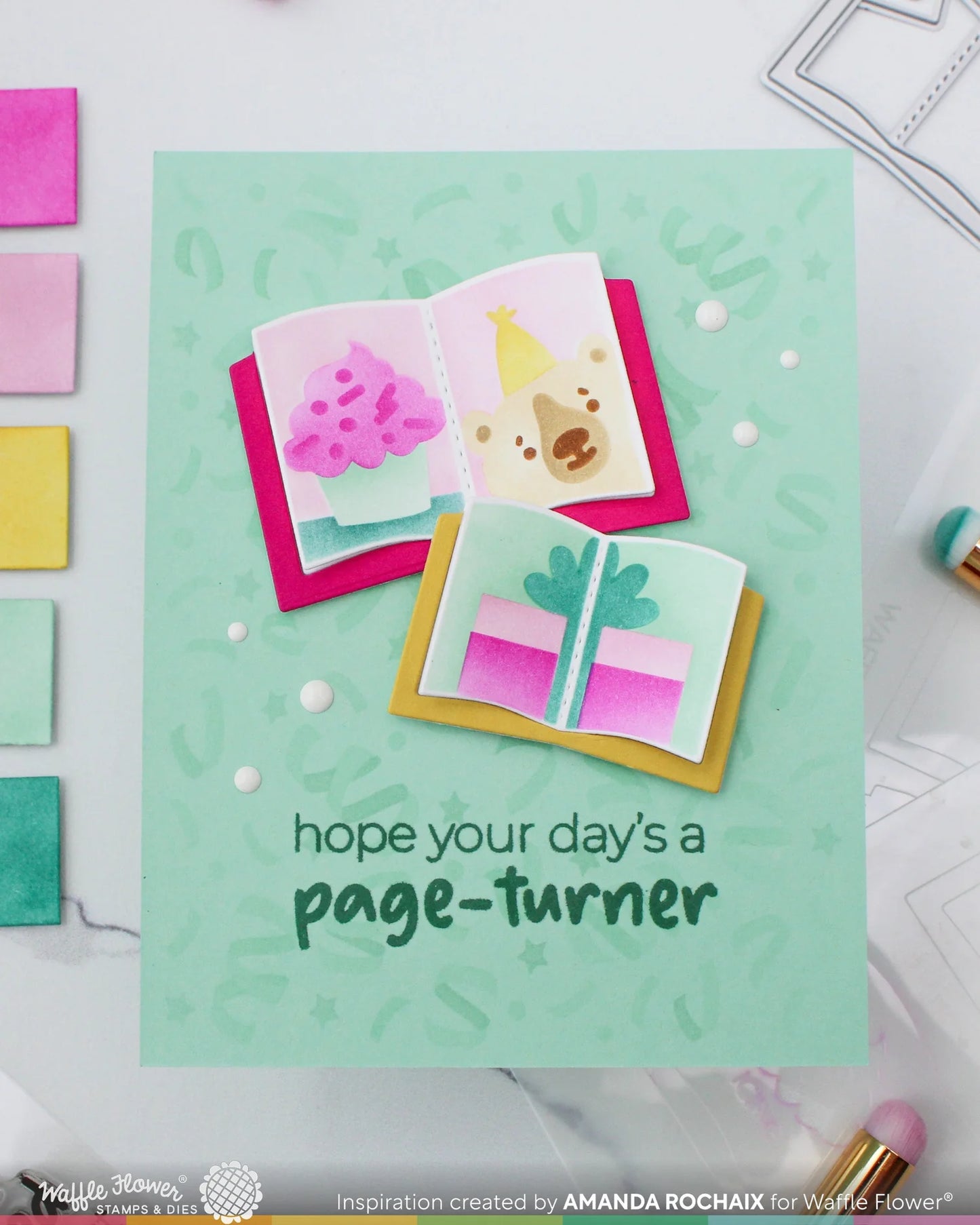 Waffle Flower - Open Book Trio - Birthday Stencil