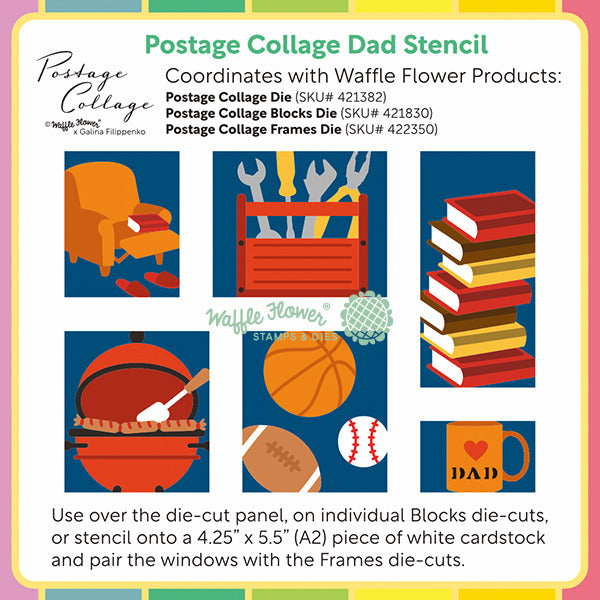 Waffle Flower - Postage Collage - Dad Stencil
