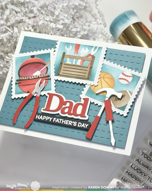 Waffle Flower - Postage Collage - Dad Stencil