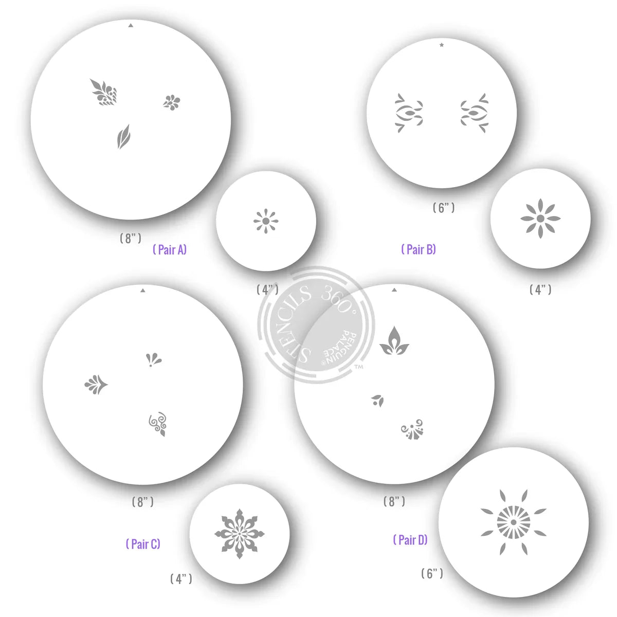 Penguin Palace - Stencils 360 - Mandalas Bundle Stencil - 8"