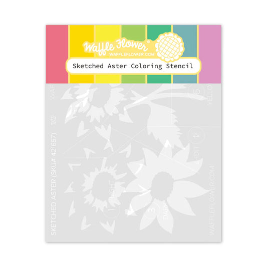 Waffle Flower - Sketched Aster Coloring Stencil Set