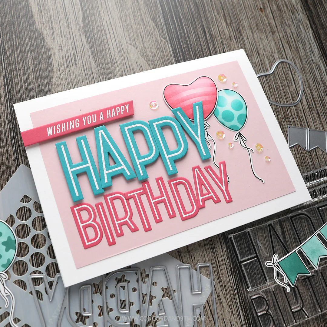 Concord & 9th - Banner and Balloons Stamp & Die Bundle by Kristina Werner