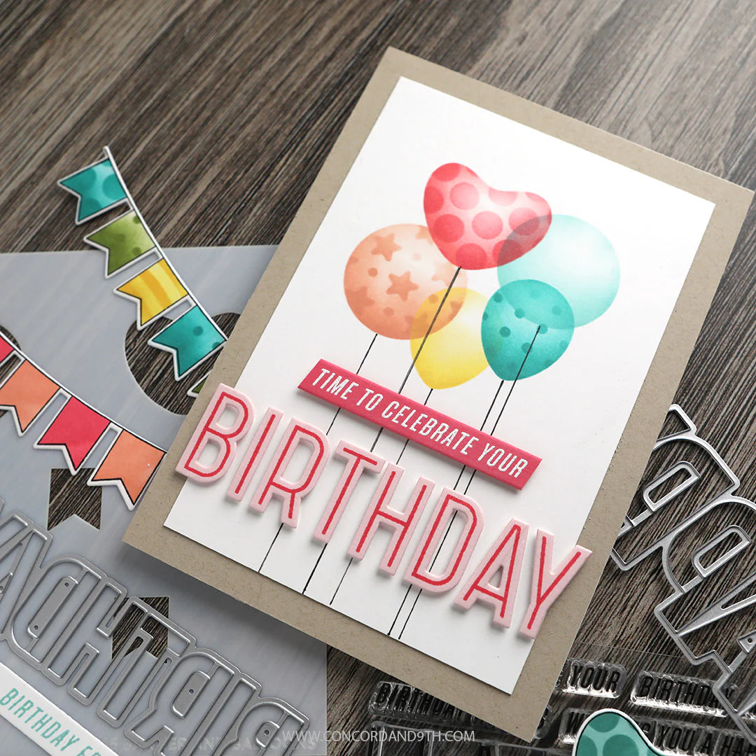 Concord & 9th - Banner and Balloons Stamp & Die Bundle by Kristina Werner