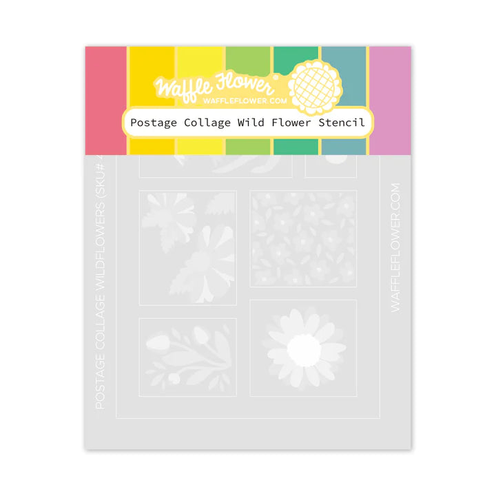 Waffle Flower - Postage Collage - Wild Flower Stencil