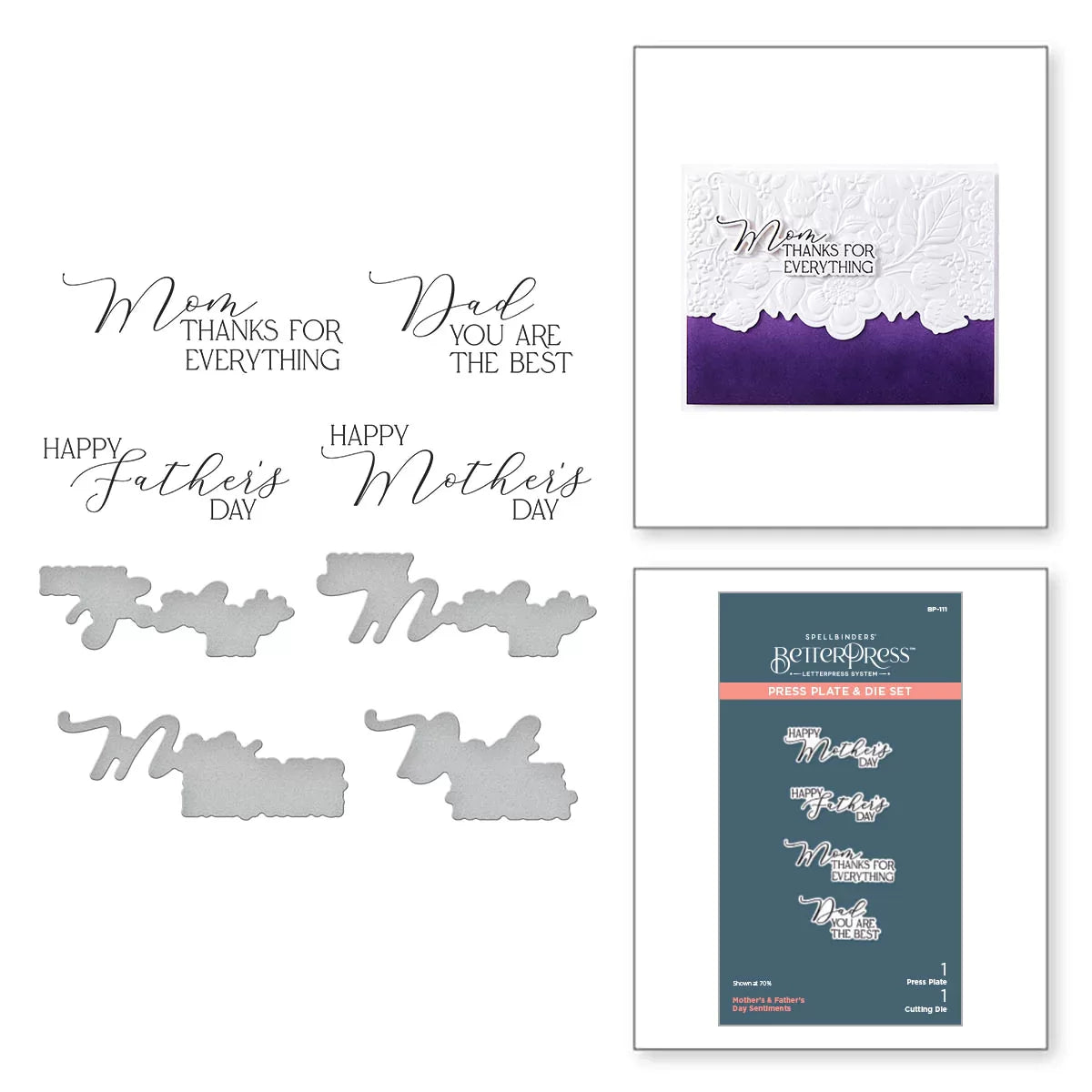 Spellbinders - BetterPress - Mother's & Father's Day Sentiments Press Plate