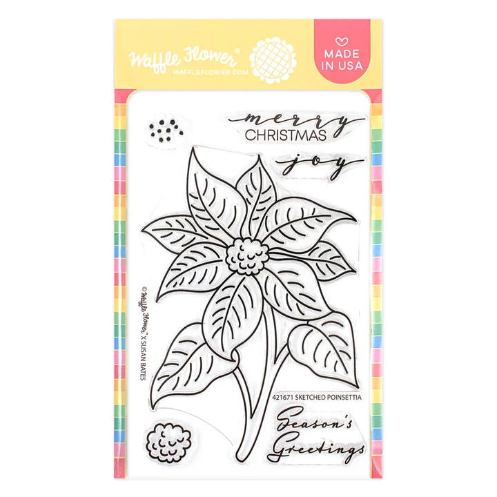 Waffle Flower - Sketched Poinsettia Stamp & Die Bundle