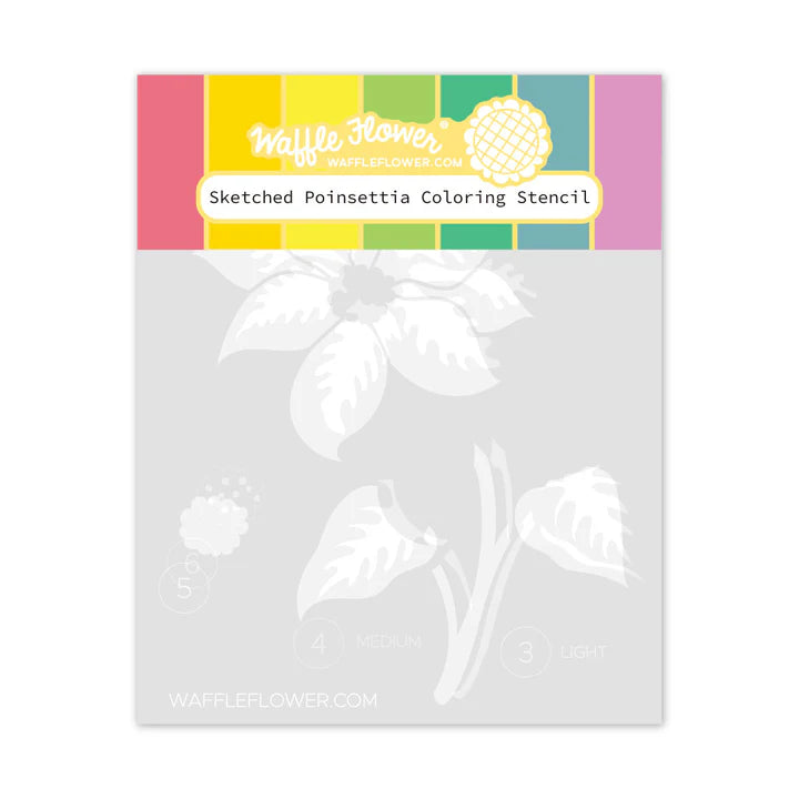 Waffle Flower - Sketched Poinsettia Coloring Stencil Set