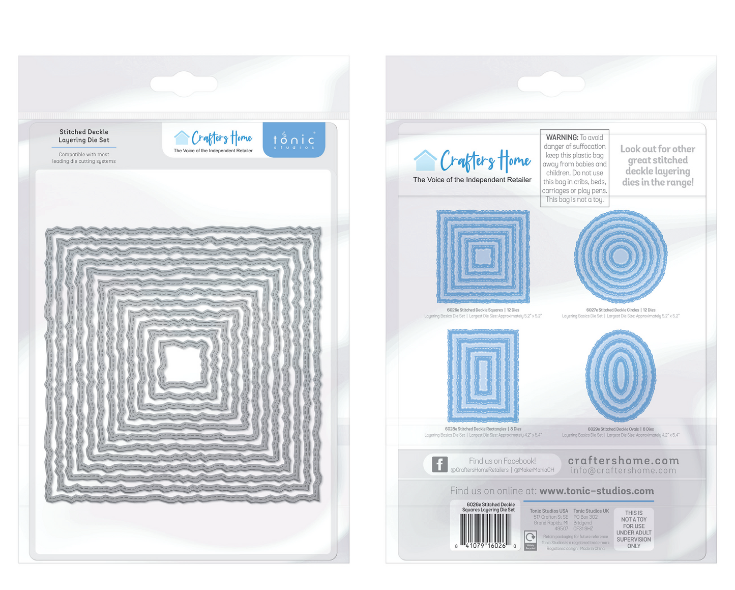 Tonic - Stitched Deckle Layering Die Set - Squares **Crafter's Home Exclusive**