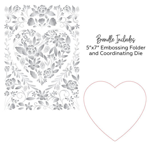 Honey Bee - Floral Heart - 3D Embossing Folder & Die Bundle