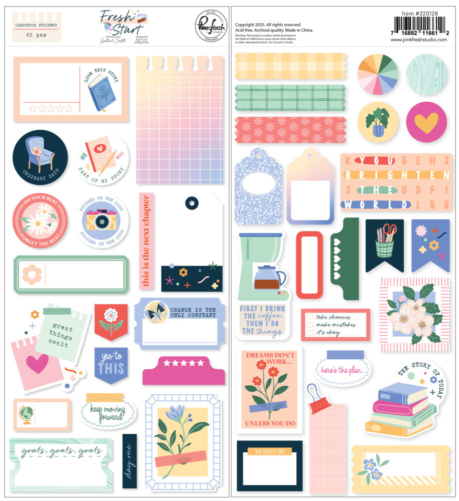Pinkfresh - Fresh Start - Cardstock Stickers