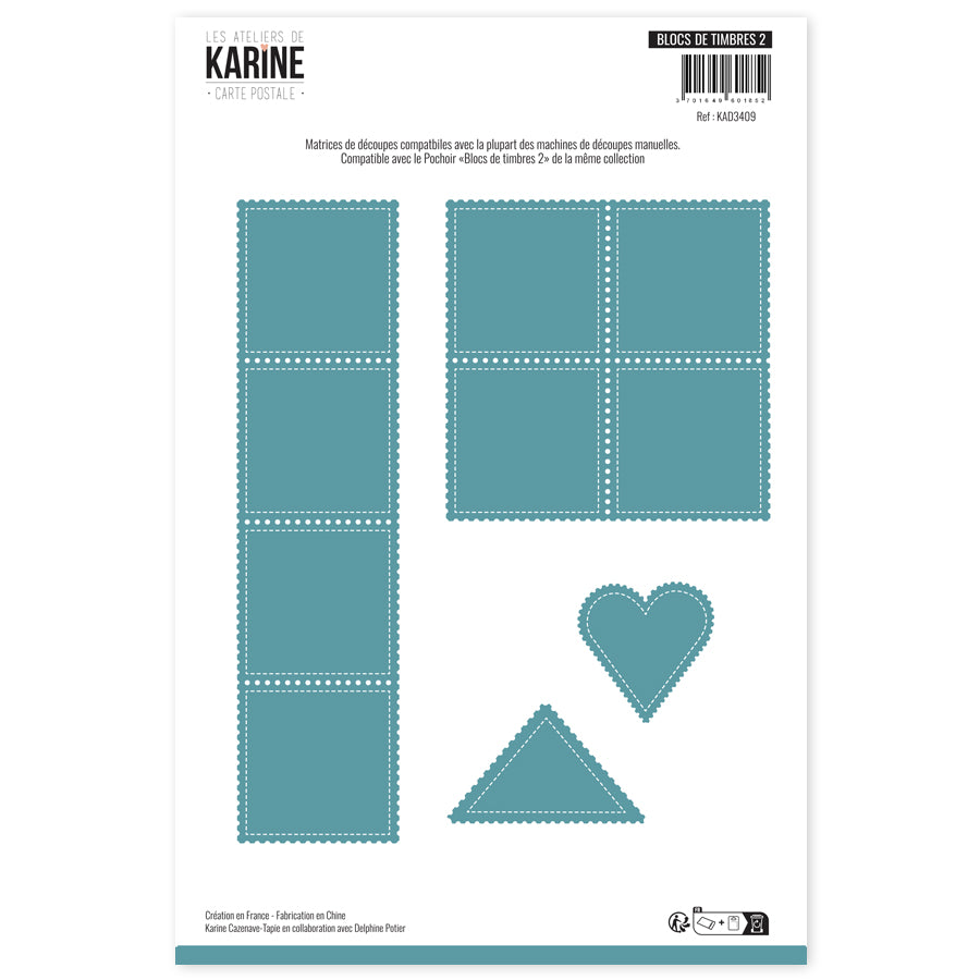 Les Ateliers de Karine - Carte Postale - Blocs de Timbres 2 Die Set