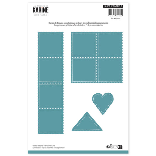 Les Ateliers de Karine - Carte Postale - Blocs de Timbres 2 Die Set