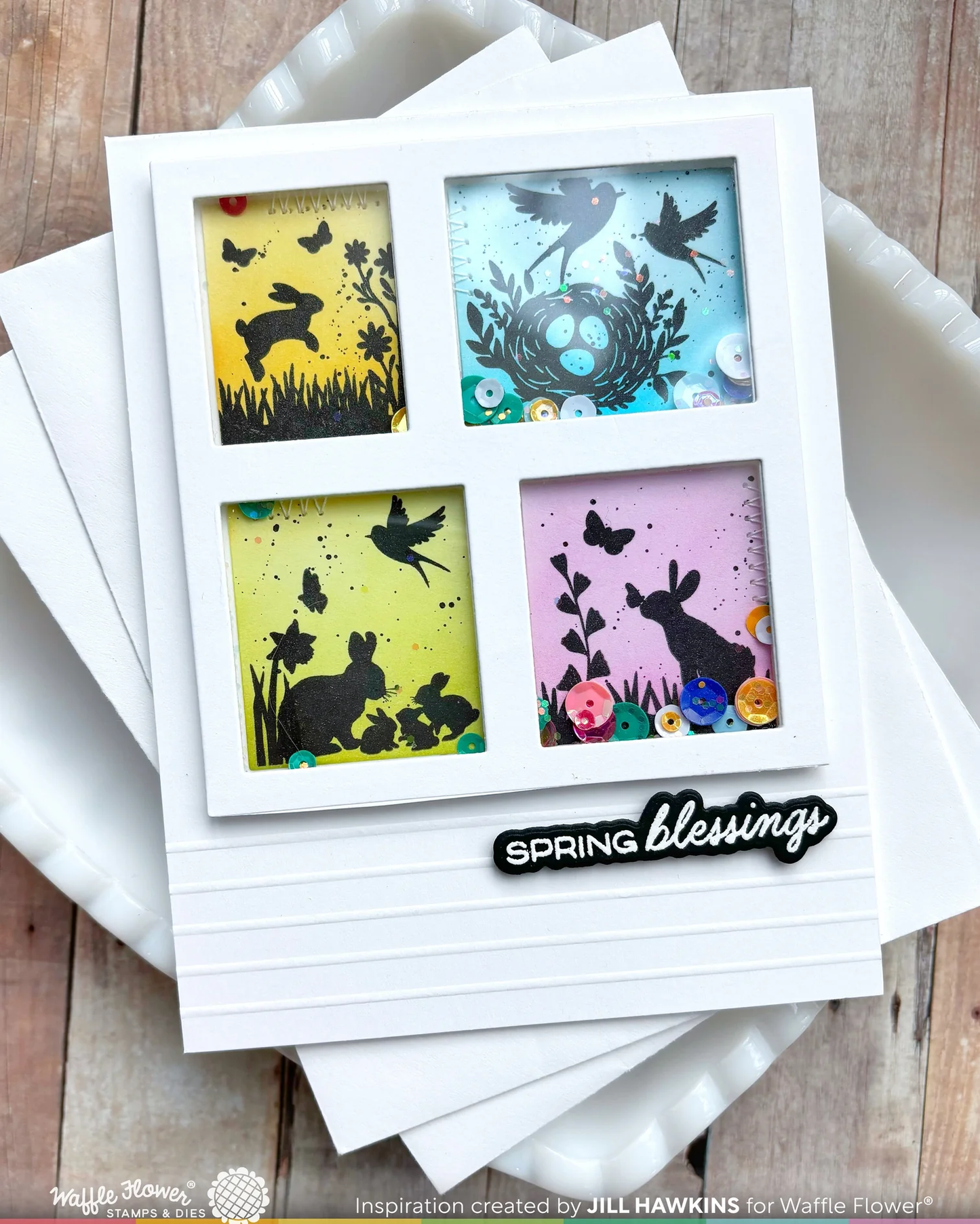 Waffle Flower - Postage Collage - Spring Silhouettes Stamp Set