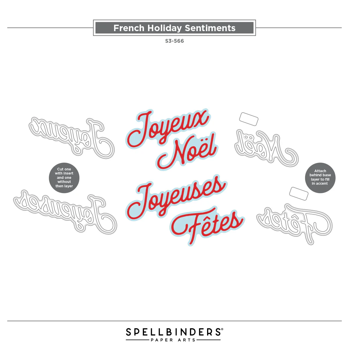 Spellbinders - French Holiday Sentiments Die Set