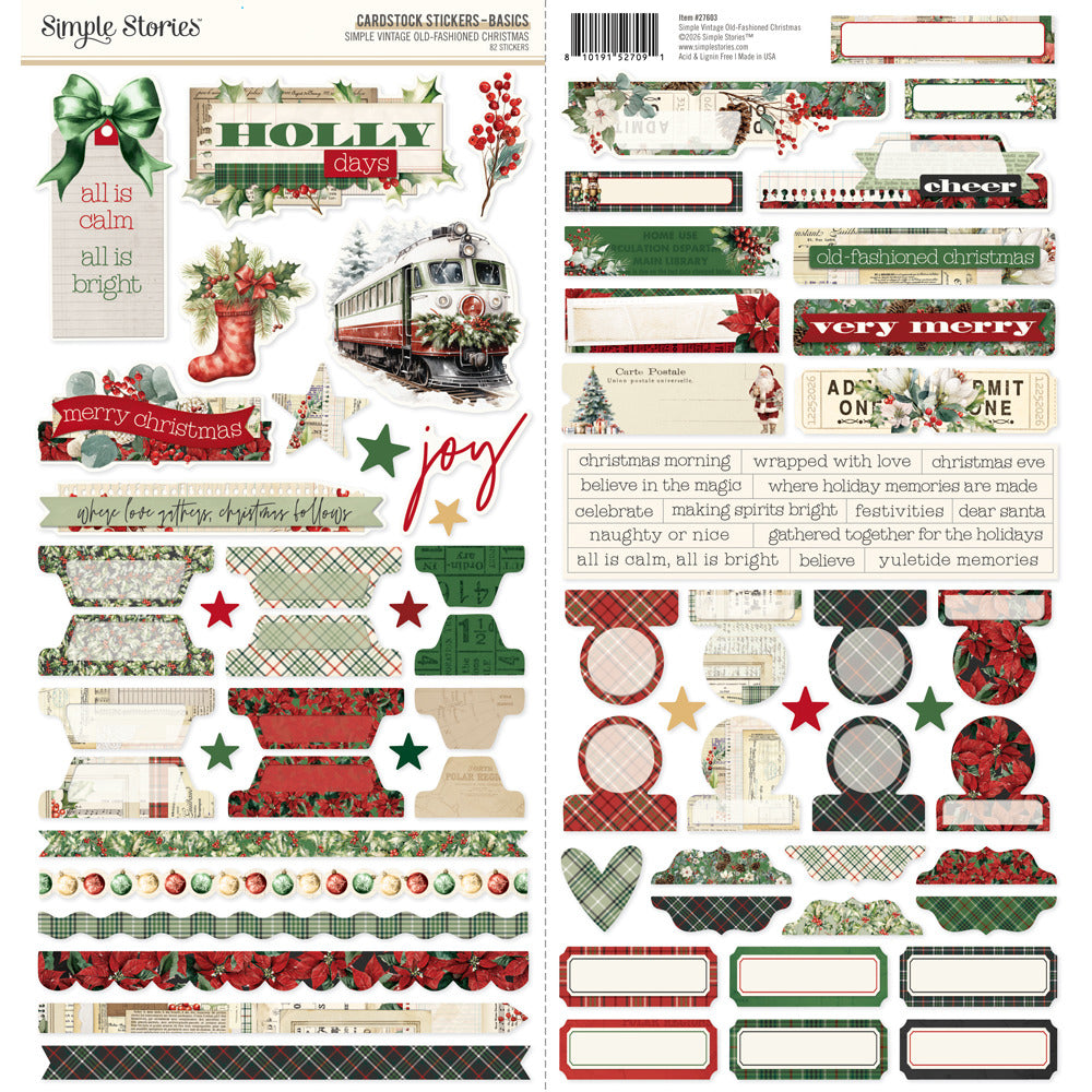 Simple Stories - Simple Vintage Old-Fashioned Christmas - Cardstock Stickers: Basics