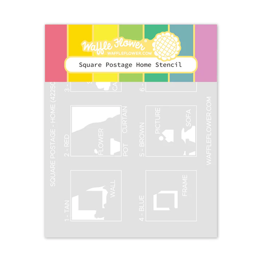 Waffle Flower - Square Collage - Home Stencil
