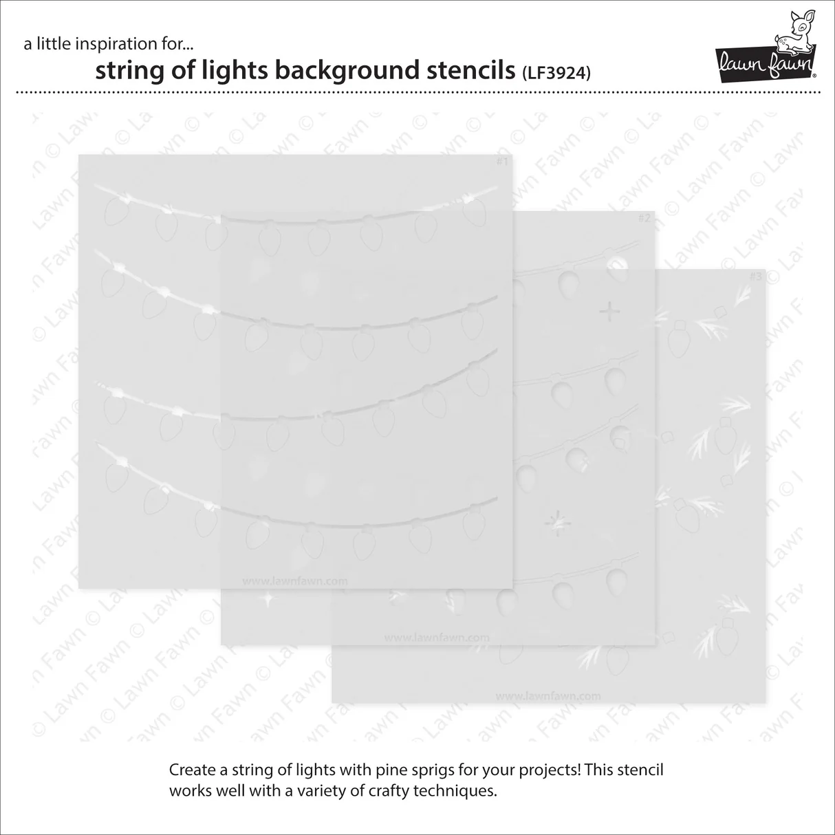 Lawn Fawn - String of Lights Background Stencil Set