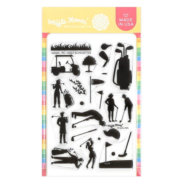 Waffle Flower - Postage Collage - Golf Silhouettes Stamp Set