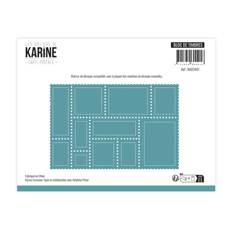 Les Ateliers de Karine - Carte Postale - Blocs de Timbres Die Set