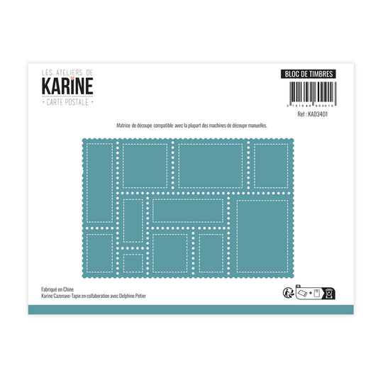 Les Ateliers de Karine - Carte Postale - Blocs de Timbres Die Set