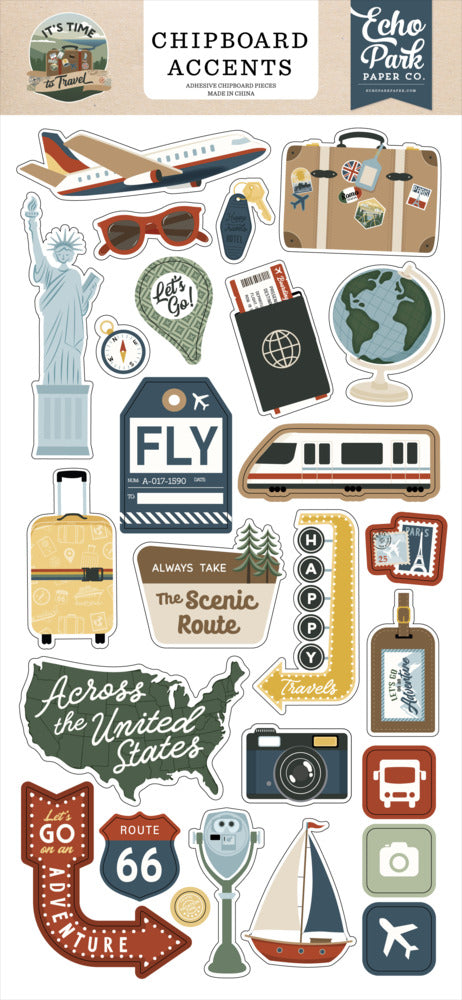 Echo Park - It's Time to Travel - Chipboard Accents