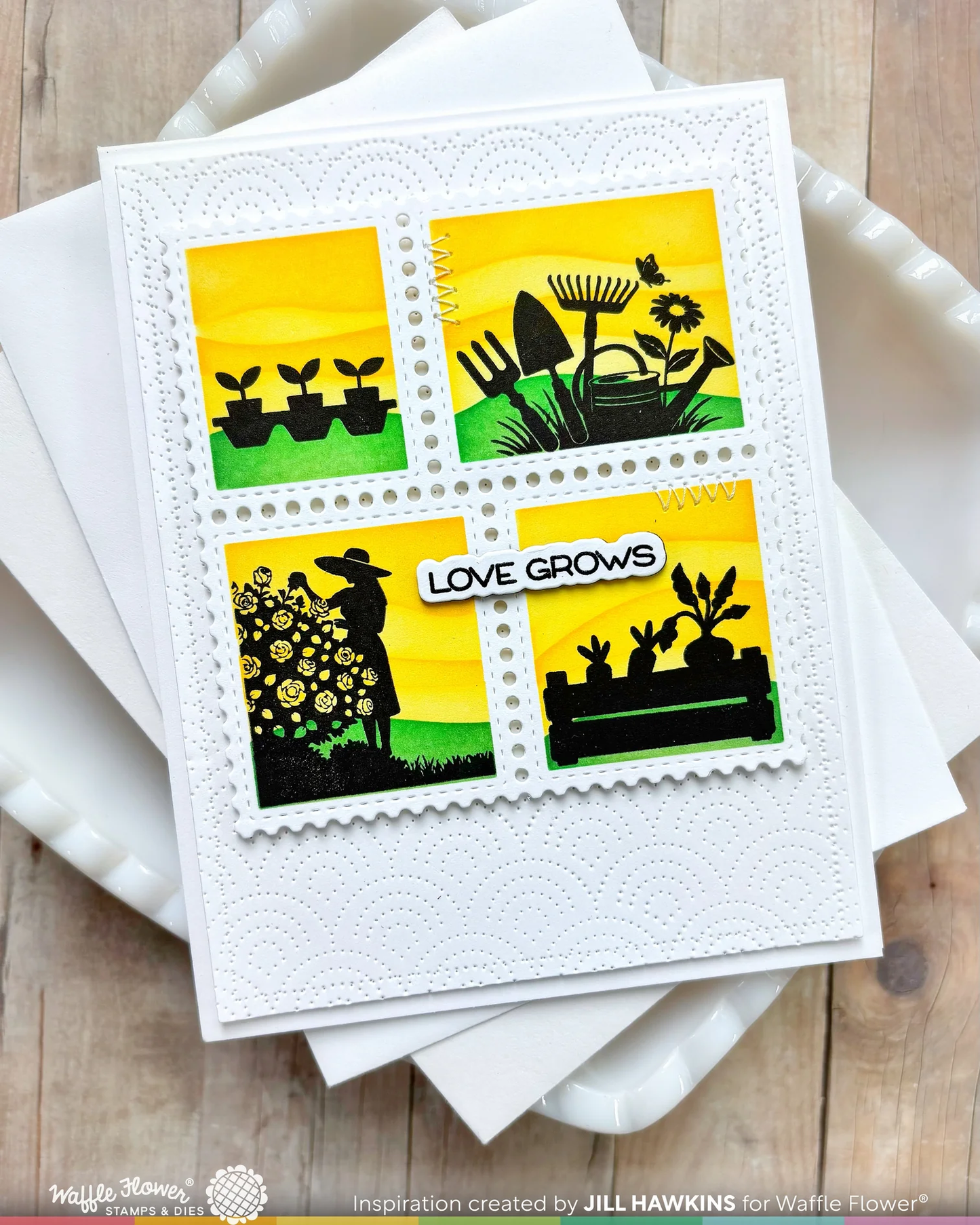 Waffle Flower - Postage Collage - Garden Silhouettes Stamp Set