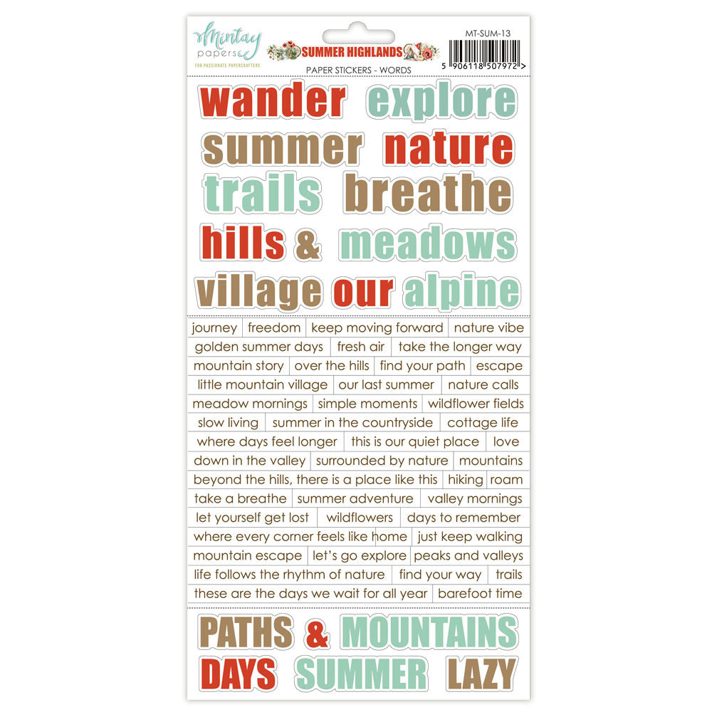 Mintay - Summer Highlands - Paper Stickers: Words