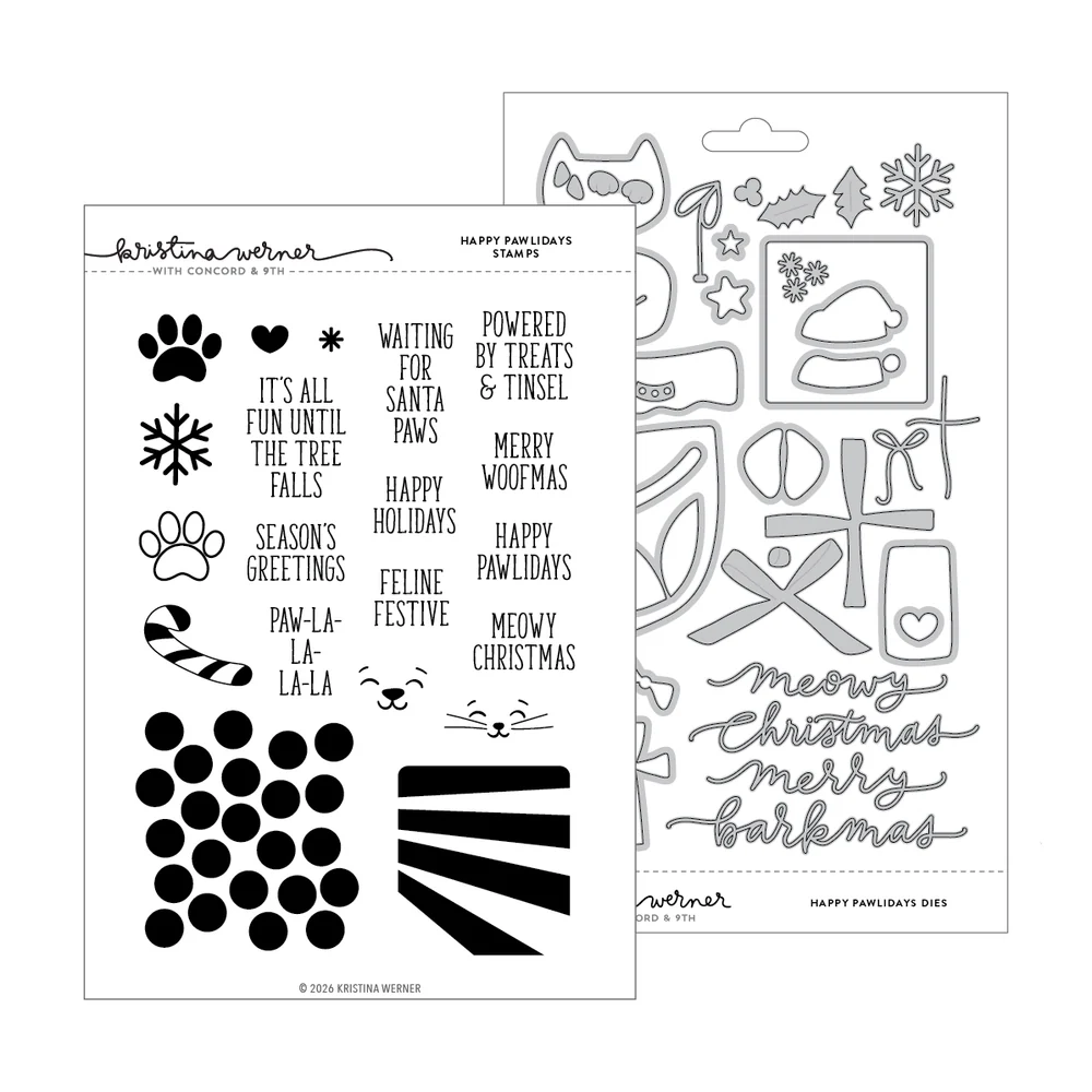 Concord & 9th - Happy Pawlidays Stamp & Die Bundle by Kristina Werner