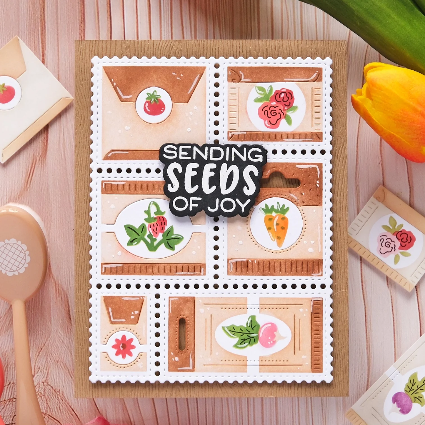 Waffle Flower - Postage Collage - Seeds Detail Stencil & Die Bundle
