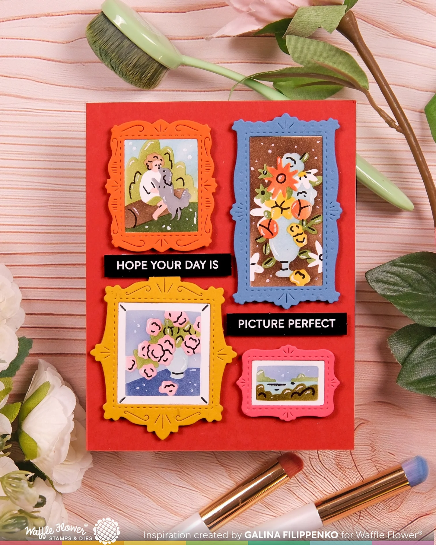 Waffle Flower - Postage Collage - Picture Perfect Stamp & Stencil Set Bundle