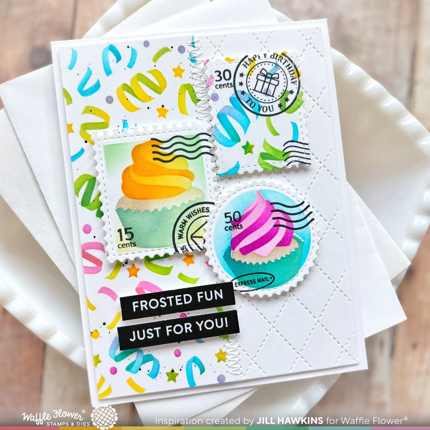 Waffle Flower - Postage Cupcake Die-n-stencil Bundle