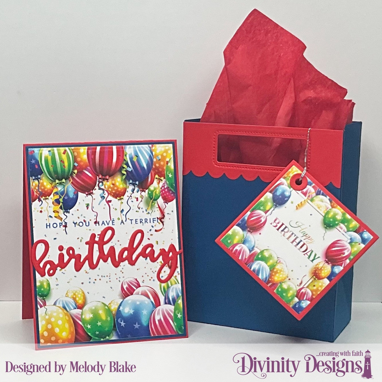 Divinity Designs - Birthday Balloons Gift Tag Card Fronts