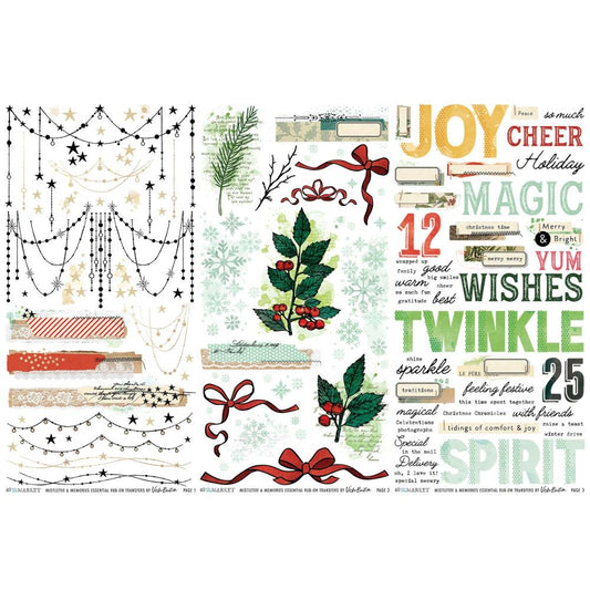 49 and Market - Mistletoe & Memories - Essential Rub-On Transfer Set