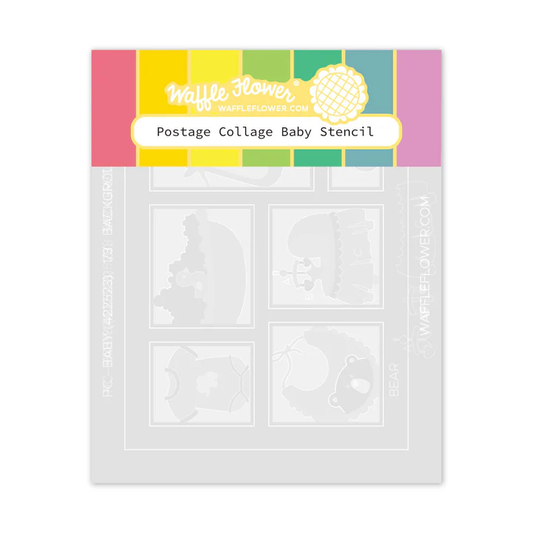 Waffle Flower - Postage Collage - Baby Stencil
