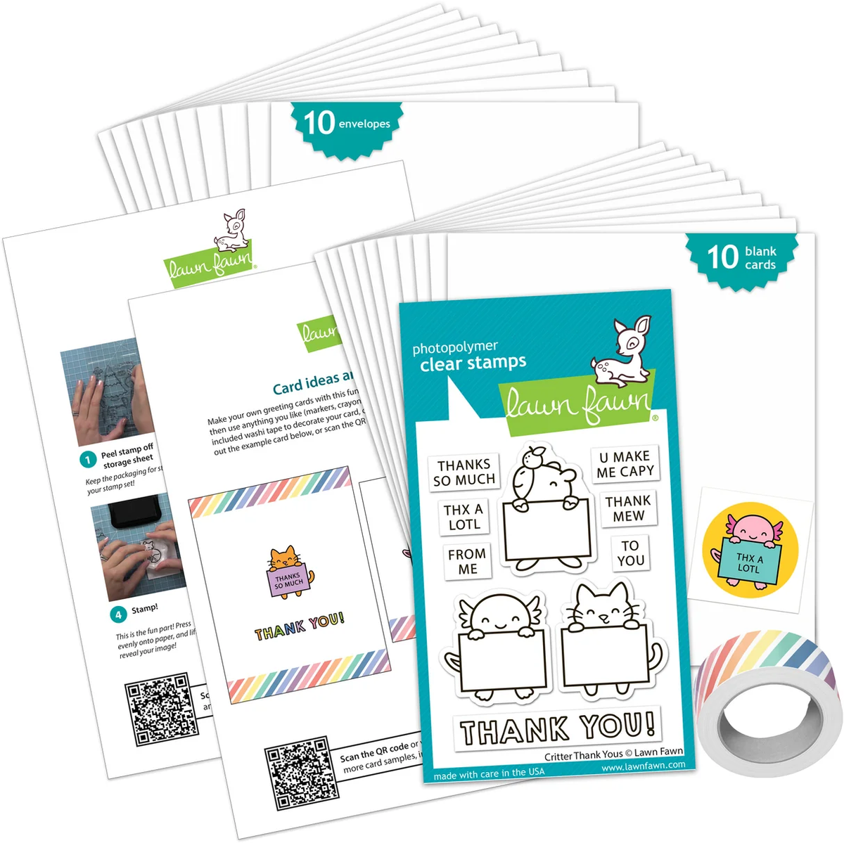 Lawn Fawn - Kids Mini Cardmaking Kit: Critter Thank Yous