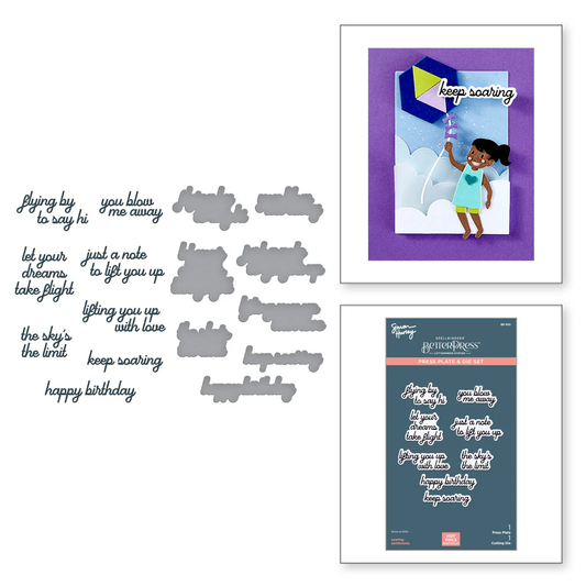 Spellbinders - BetterPress - Soaring Sentiments Press Plate & Die Bundle by Simon Hurley