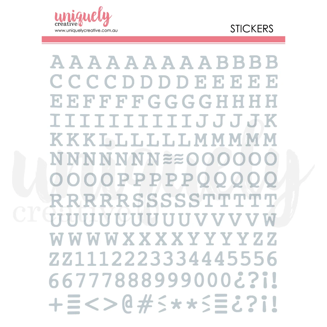 Uniquely Creative - Puffy Alpha Stickers - Silver Uppercase