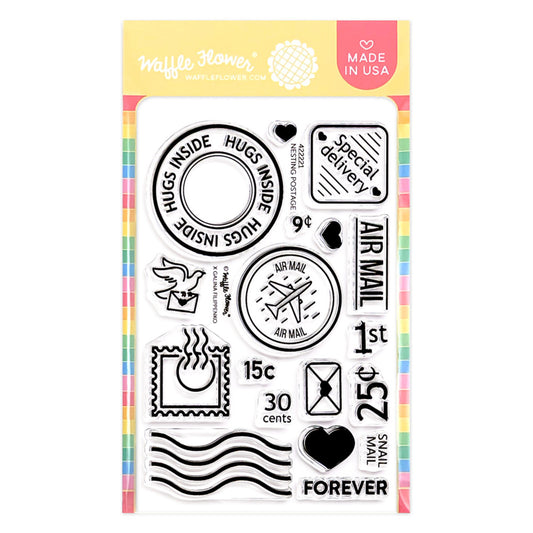 Waffle Flower - Nesting Postage Collage - Stamp Set