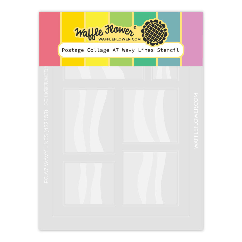 Waffle Flower - Postage Collage - A7 Wavy Lines Stencil Set